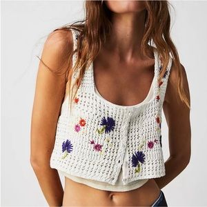 Free People Wildflowers Crochet Tank